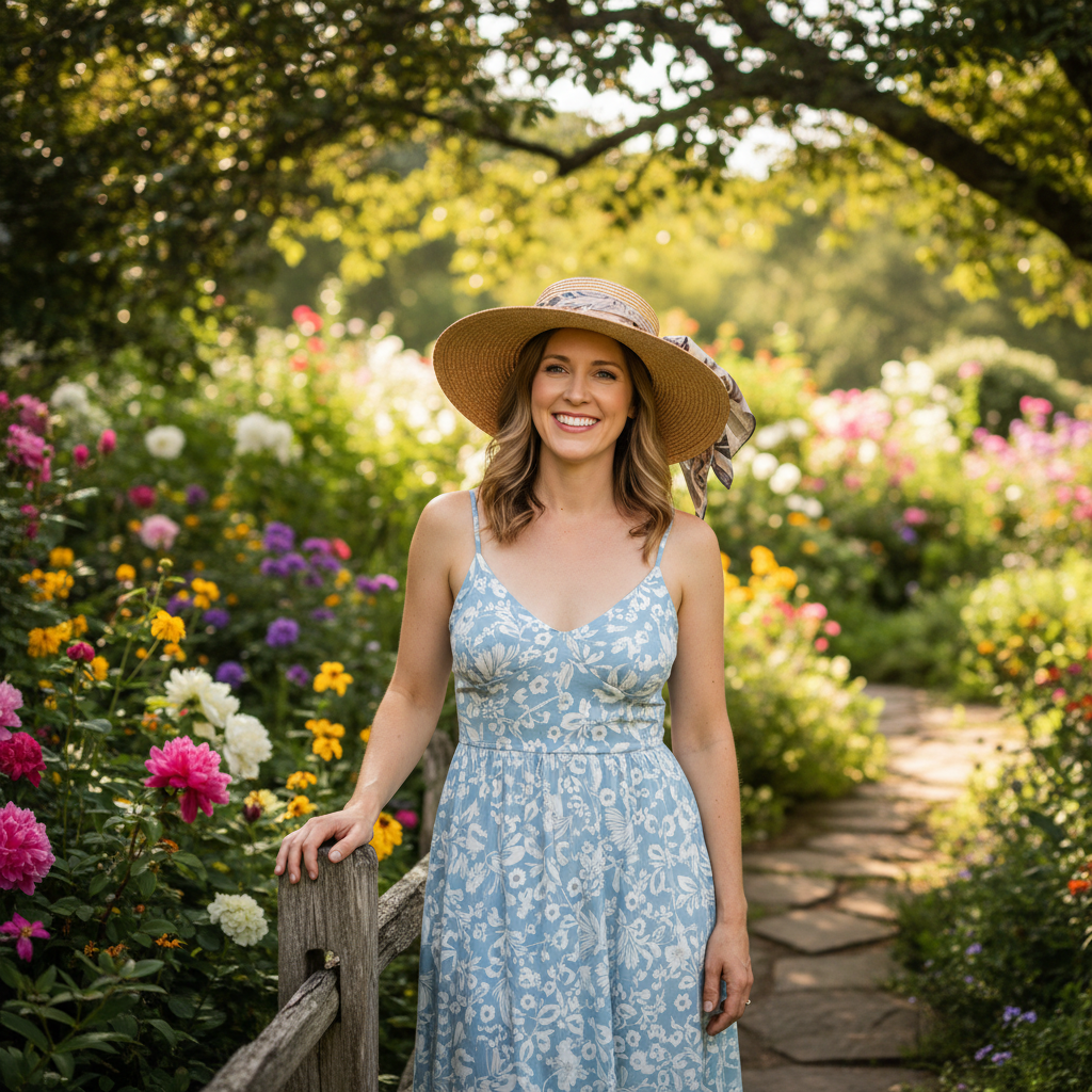 in summer garden outfit